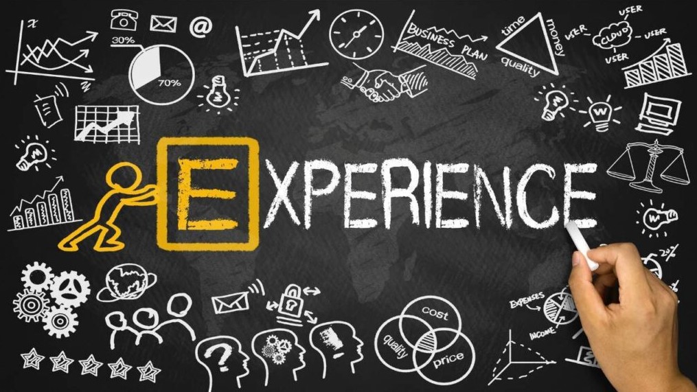 there is a picture written Experience where E is in yellow color